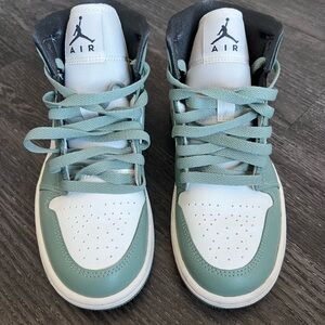 Nike Air Jordan Green and White Sneakers